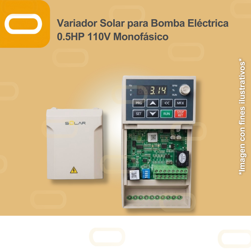 Variador Solar para Bomba Eléctrica de 0.5HP de voltaje 110V Monofásico