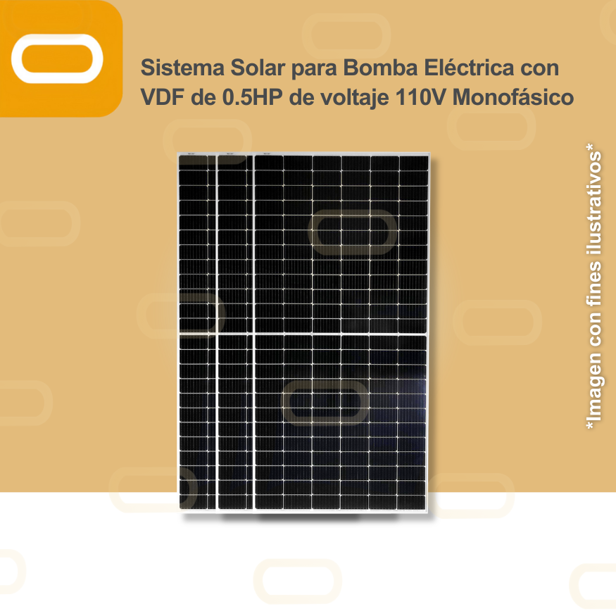 Sistema Solar para Bomba Eléctrica con VDF de 0.5HP de voltaje 110V Monofásico