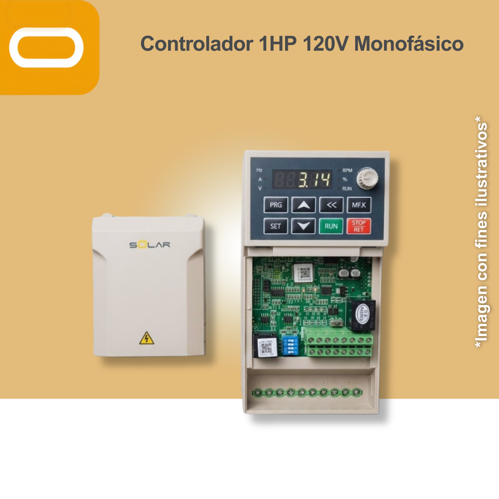 Controlador Solar para bomba de 1HP de voltaje 120V Monofásico