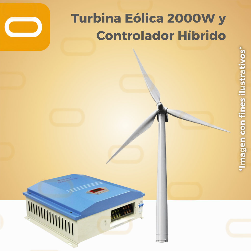 Sistema de Turbina Eólica 2000W y Controlador Híbrido
