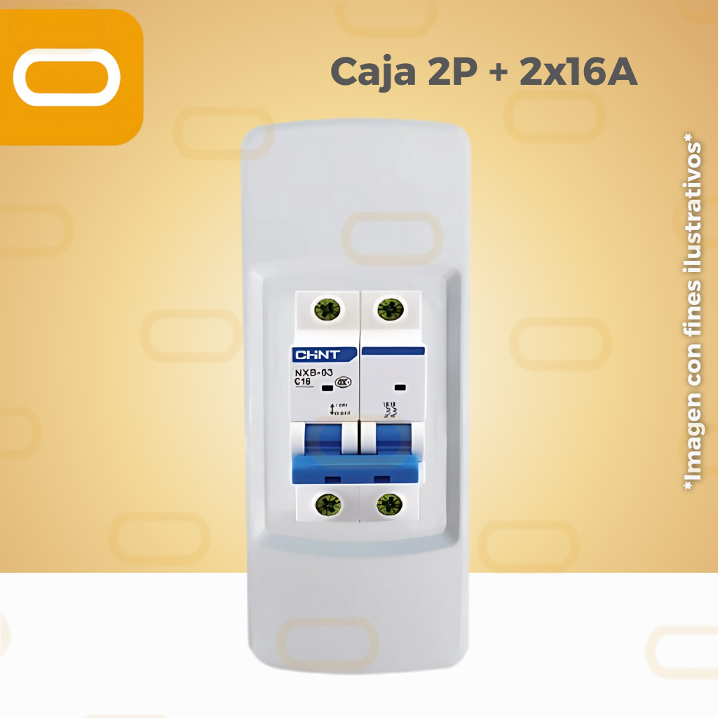 CAJA 2 POLOS + FLIPON AC 2x16A Chint