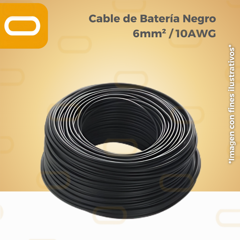Cable de Batería Negro 6mm² / 10AWG