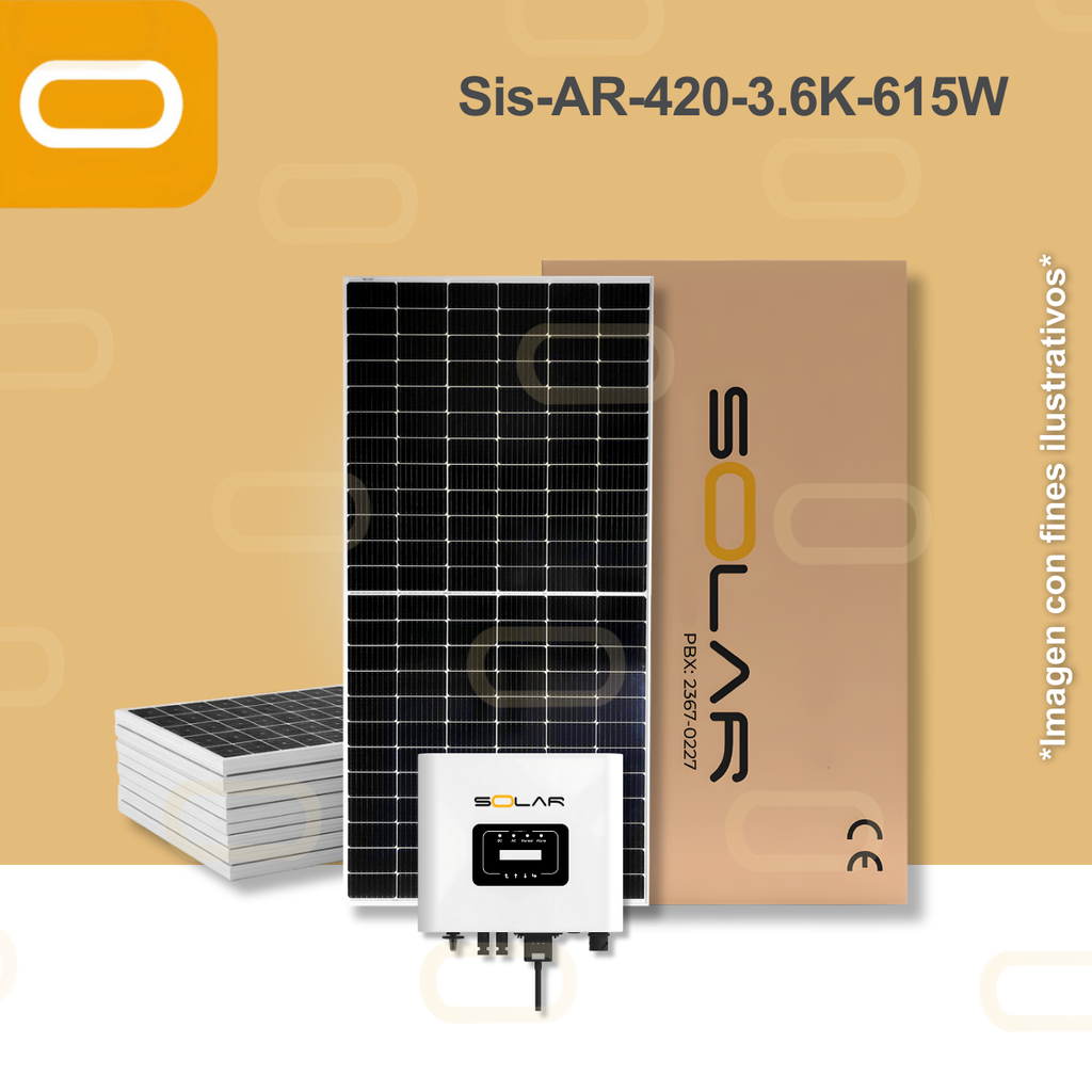 Sistema atado a la red 420 kWh al mes / 3.6K - 615W
