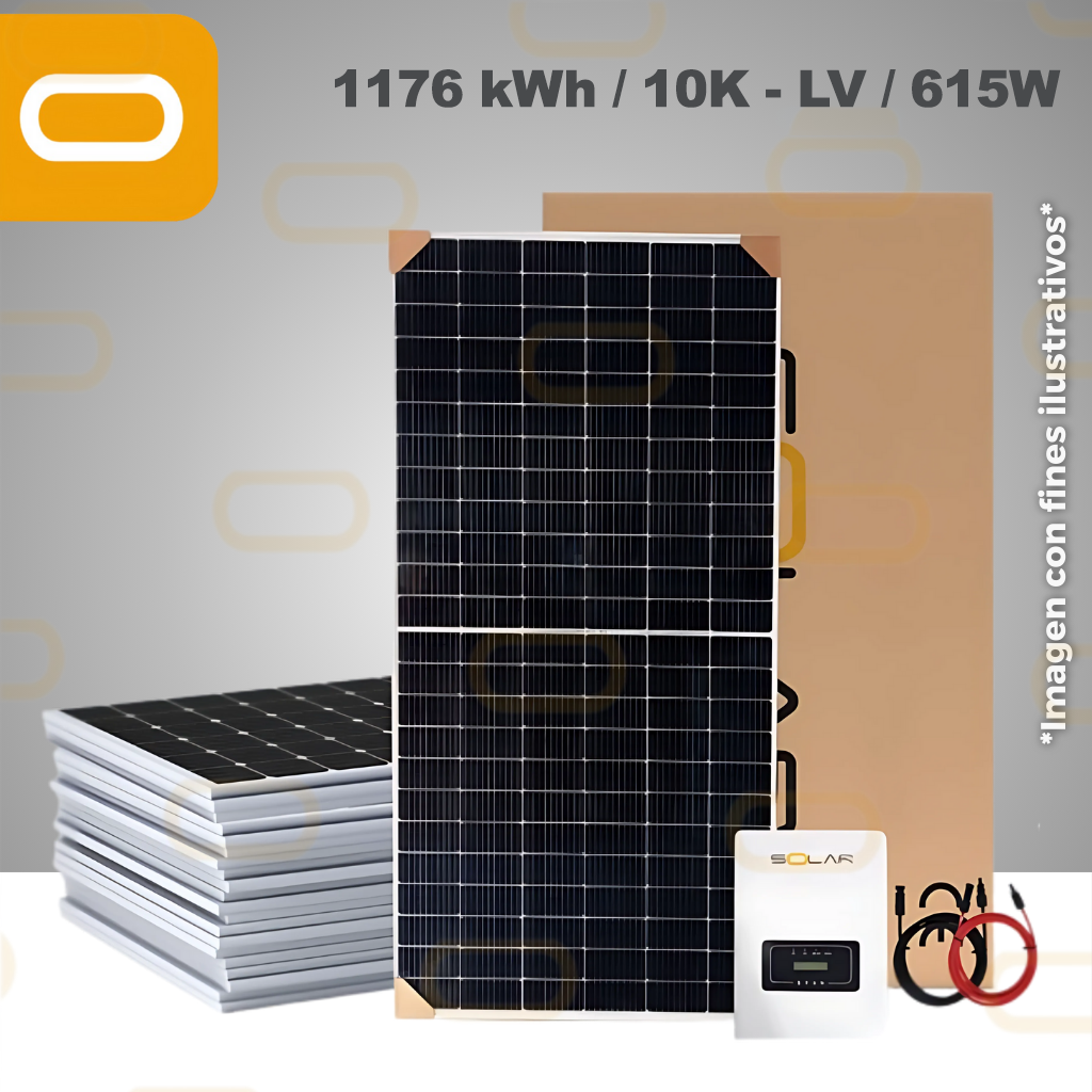 Sistema atado a la red Trifásico 1176 kWh al mes / 10K - LV - 615W