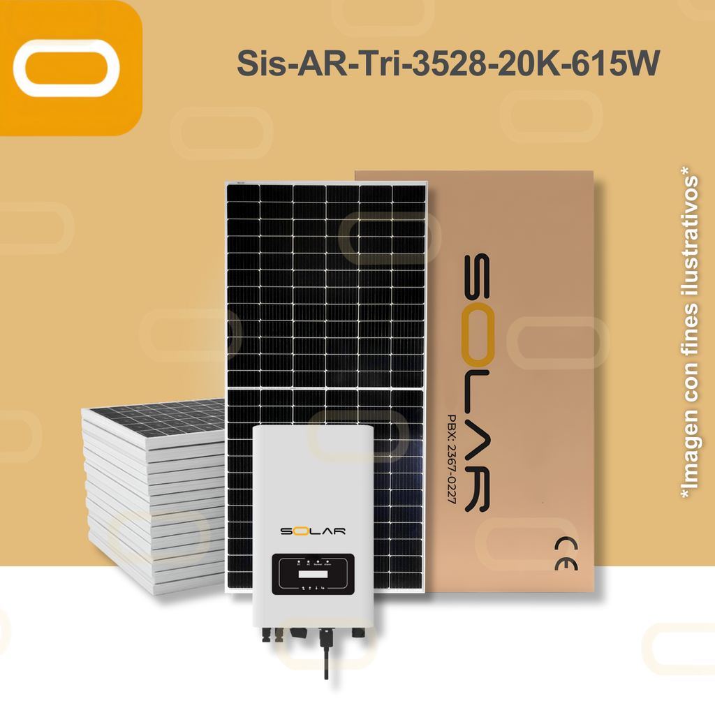 Sistema atado a la red Trifásico 3528 kWh al mes / 20K-615W