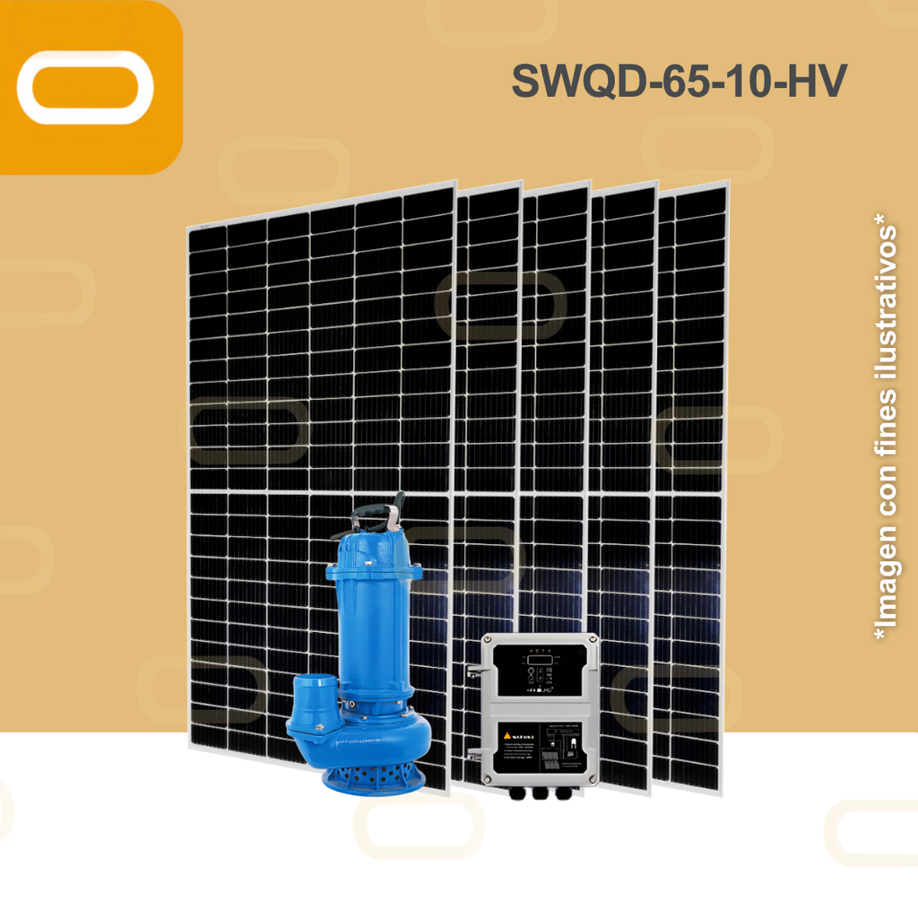 Sistema Bomba Solar Sumergible de Desechos SWQD-65-10-HV-450W