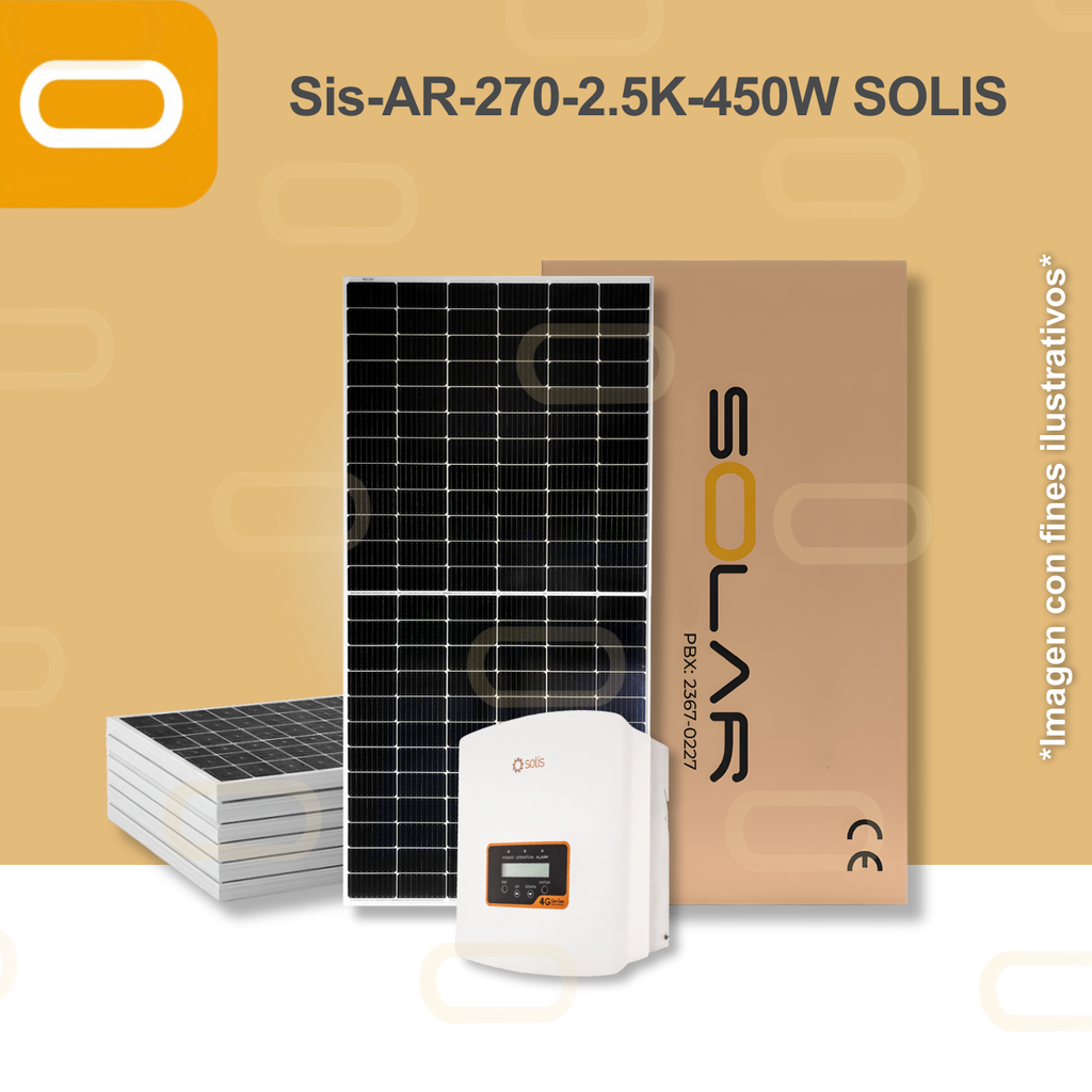 Sistema atado a la red 270 kWh al mes / 2.5K-Solis - 450W