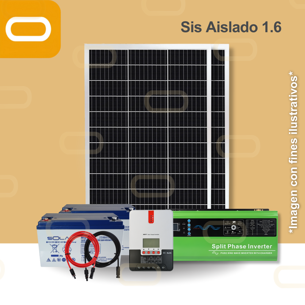 Sistema Aislado 1.6 kWh al día 330W Salida 240V AC