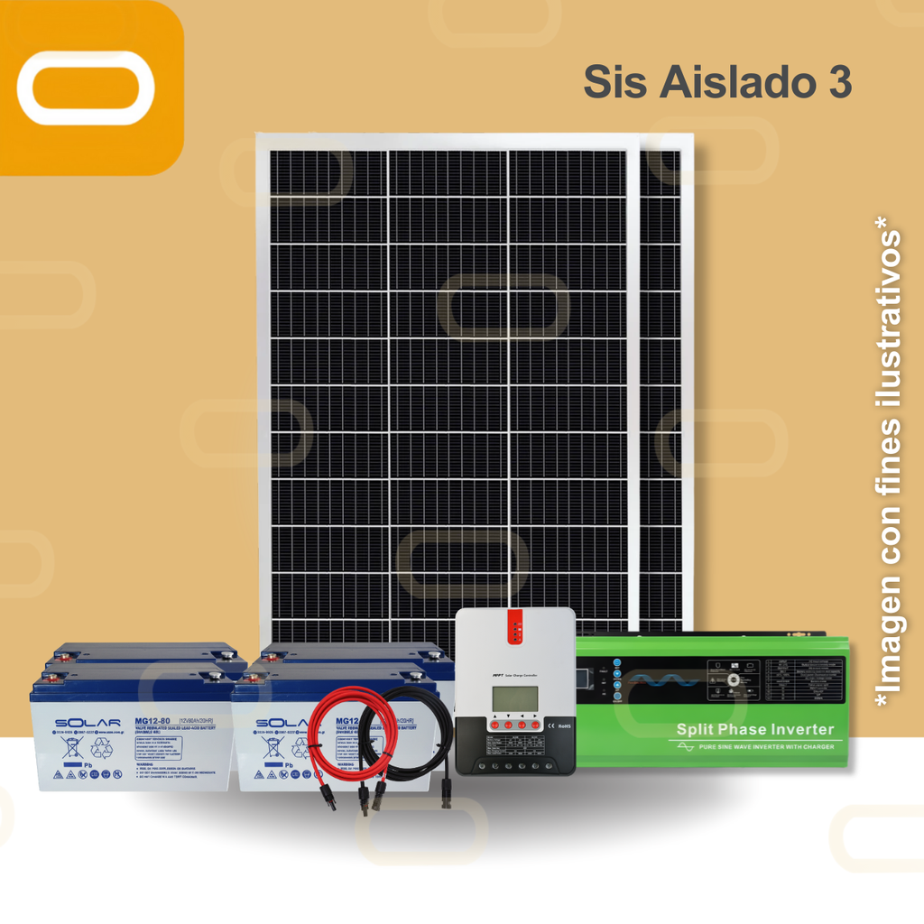 Sistema Aislado 3 kWh al día 330W Salida 240V AC