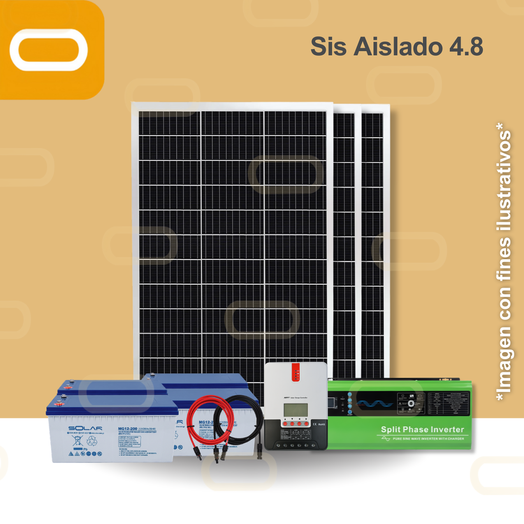 Sistema Aislado 4.8 kWh al día 380W Salida 240V AC