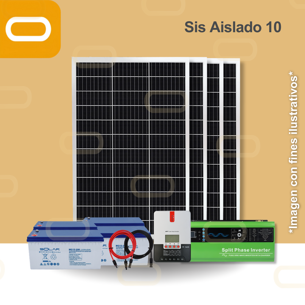 Sistema Aislado 10 kWh al día 615W Salida 240V AC