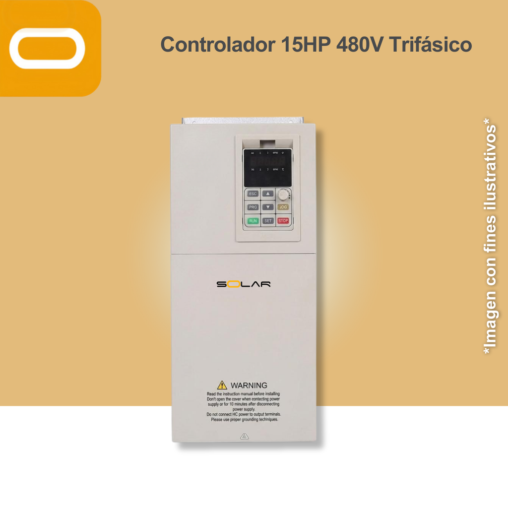 Controlador Solar para bomba de 15HP de voltaje 480V Trifásico