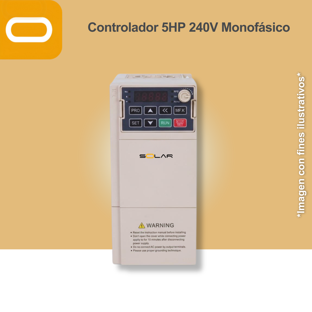Controlador Solar para bomba de 5HP de voltaje 240V Monofásico