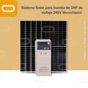 Sistema Solar para bomba de 2HP de voltaje 240V Monofásico