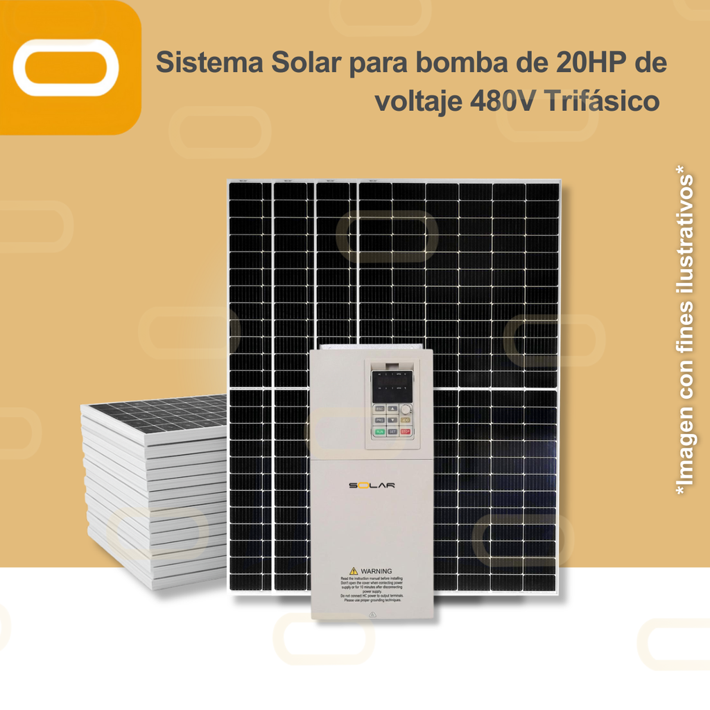 Sistema Solar para bomba de 20HP de voltaje 480V Trifásico