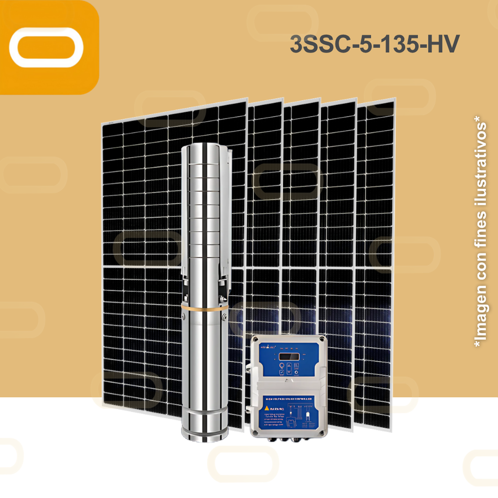 Sistema Bomba Solar Sumergible 3SSC-5-135-HV-615W
