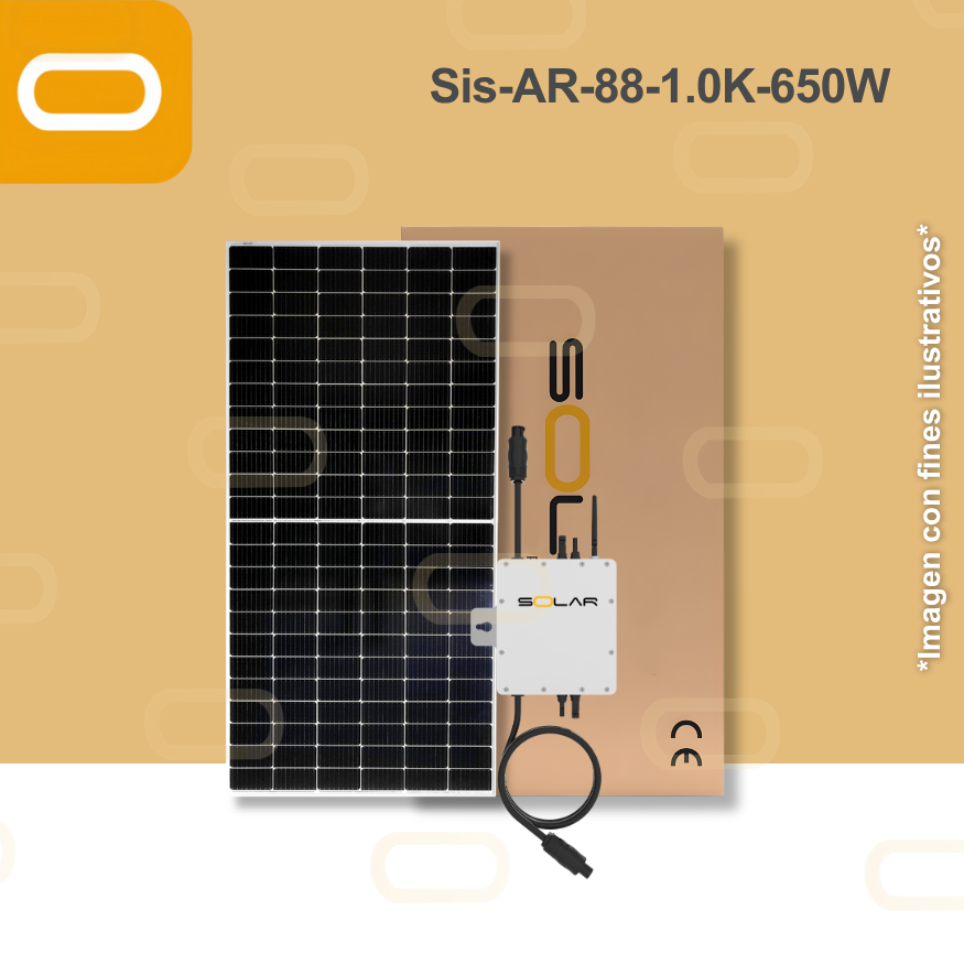Sistema atado a la red Autoinstalable Modular 88 kWh al mes / 1K - 650W