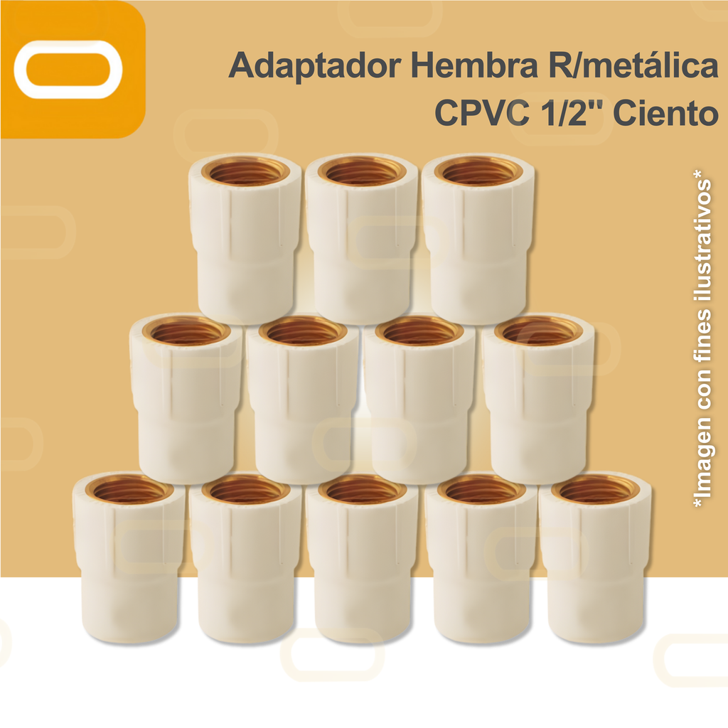 Adaptador Hembra R/metálica CPVC 1/2" - Ciento