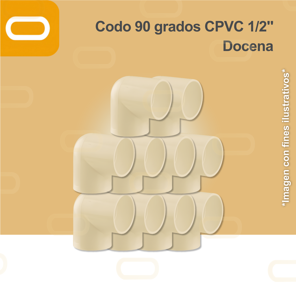 Codo 90 grados CPVC 1/2" - Docena