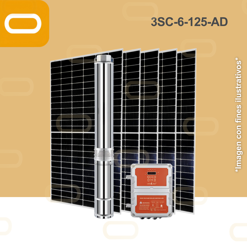 Sistema Bomba Solar Sumergible 3SC-6-125-AD-200W