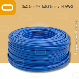 [Cable-Sumergible-3x2.5mm] Cable Sumergible 3x2.5mm+1x0.75mm / 14 AWG