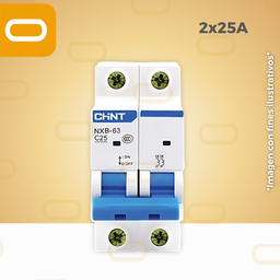 [173541-Flipón-2x25] Flipón automático AC 2X25 AMP Chint