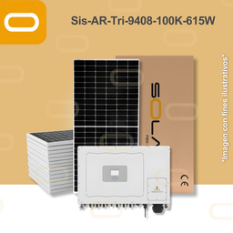 [Sis-AR-Tri-9408-100K-615W] Sistema atado a la red Trifásico 9408 kWh al mes / 100K-615W