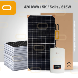 [Sis-AR-420-5K-615W SOLIS] Sistema atado a la red 420 kWh al mes / 5K-Solis-615W