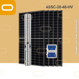 [Sis-25-133-HV-4SSC-20-48-180-1500-PM450W] Sistema Bomba Solar Sumergible 4SSC-20-48-HV-450W