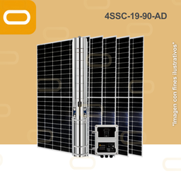 [Sis-19-154-4SSC-19-90-3000-750-PM615W] Sistema Bomba Solar Sumergible 4SSC-19-90-AD-615W