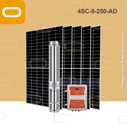 [Sis-23-066-AD-4SC-9-250-530-4000-PM615W] Sistema Bomba Solar Sumergible 4SC-9-250-AD-615W
