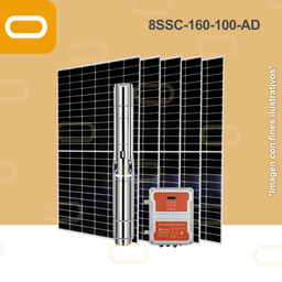 [Sis-23-179-AD-8SSC-160-100-530-22000-PM615W] Sistema Bomba Solar Sumergible 8SSC-160-100-AD-615W