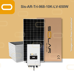 [Sis-AR-Tri-968-10K-LV-650W] Sistema atado a la red Trifásico 968 kWh al mes / 10K- LV - 650W