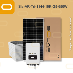 [Sis-AR-Tri-1144-10K-G5-650W] Sistema atado a la red Trifásico 1144 kWh al mes / 10K-G5-650W