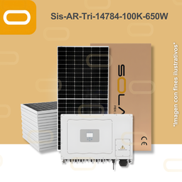 [Sis-AR-Tri-14784-100K-650W] Sistema atado a la red Trifásico 14784 kWh al mes / 100K-650W