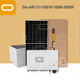 [Sis-AR-Tri-16016-100K-650W] Sistema atado a la red Trifásico 16016 kWh al mes / 100K-650W
