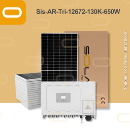 [Sis-AR-Tri-12672-130K-650W] Sistema atado a la red Trifásico 12672 kWh al mes / 130K-650W