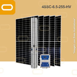 [Sis-25-115-HV-4SSC-6.5-255-280-2200-HV-PM650W] Sistema Bomba Solar Sumergible 4SSC-6.5-255-HV-650W