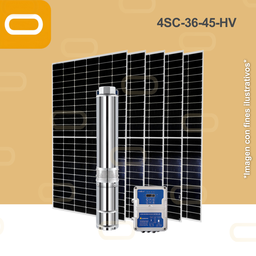 [Sis-25-085-HV-4SC-36-45-280-2200-HV-PM650W] Sistema Bomba Solar Sumergible 4SC-36-45-HV-650W