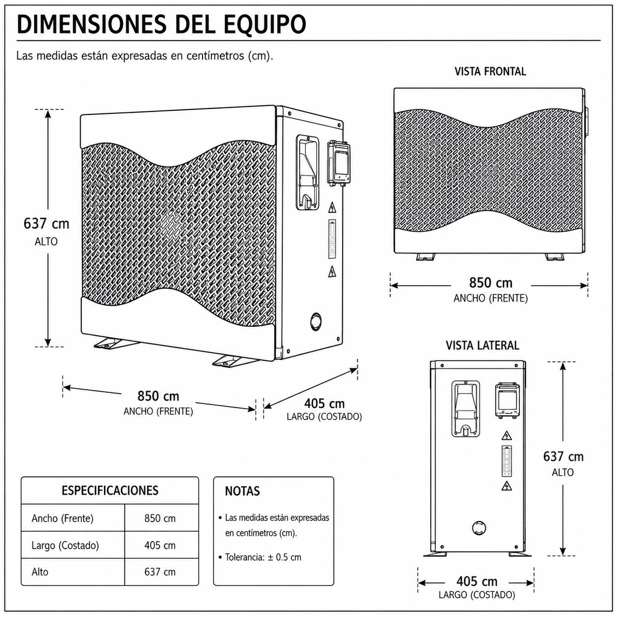 Dimensiones fisicas de Bomba de Calor 21TG1 / 70,000BTU
